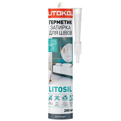 Герметик санитарный силиконовый LITOSIL Антрацит (280мл) L0504900001 - фото 5770