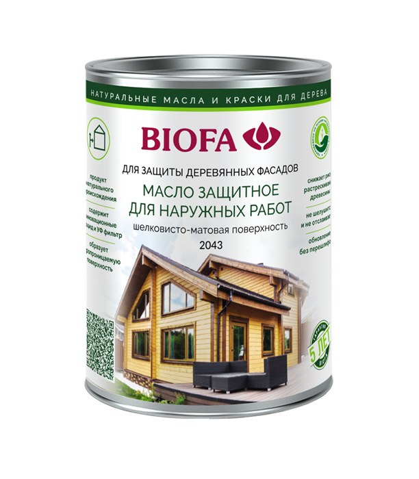 Масло защитное для наружных работ БИОФА / BIOFA 2043 (1л) 204311