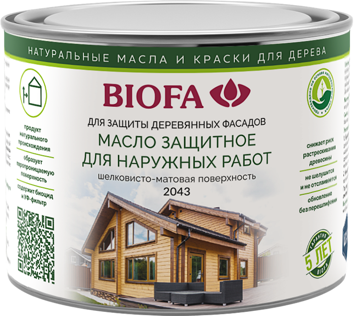 Масло защитное для наружных работ БИОФА / BIOFA 2043 (0,4л) 204343
